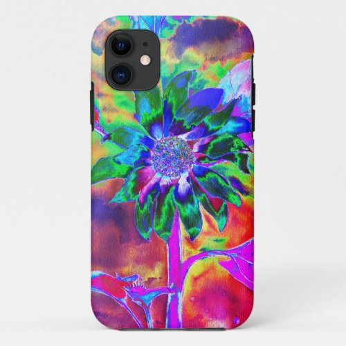  Abstract colorful  psychedelic chakra sunflower  iPhone 11 Case