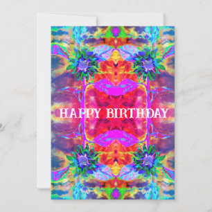 Abstract colorful psychedelic chakra sunflower Holiday Card