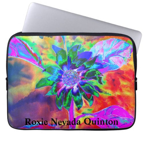  Abstract colorful  psychedelic chakra sunflower   Laptop Sleeve