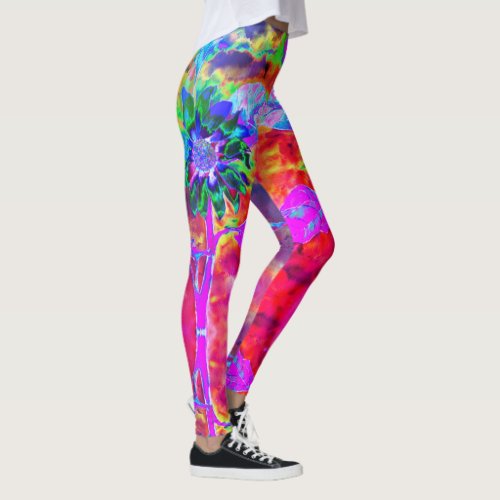  Abstract colorful  psychedelic chakra sunflower  Leggings