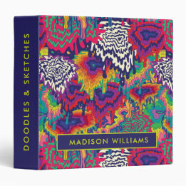 Abstract Colorful Psychedelic Student Artwork 3 Ring Binder