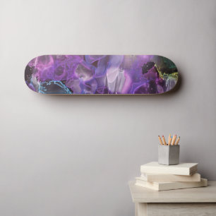 Abstract Colorful Purple, pink, Alcohol ink Art Skateboard