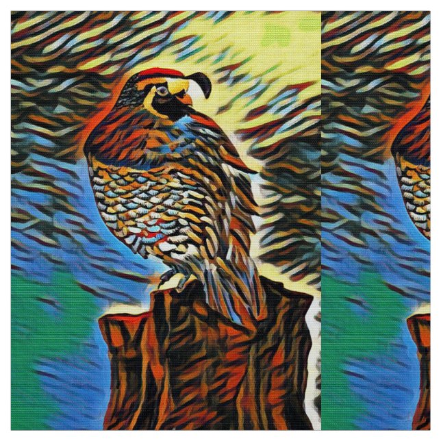 Abstract Colorful Quail Fabric (Swatch)