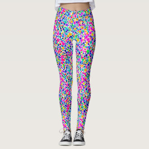 Abstract Colorful Rainbow Dots Watercolor Pattern Leggings