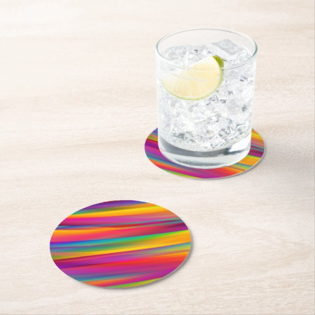 Abstract Colorful Rainbow Gradient Round Paper Coaster (Insitu)