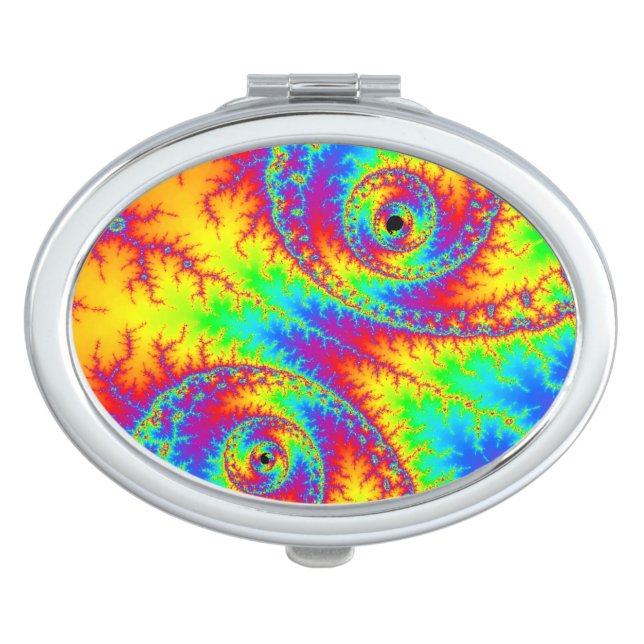 Abstract Colorful Rainbow Spiral Fractal Compact Mirror (Front)