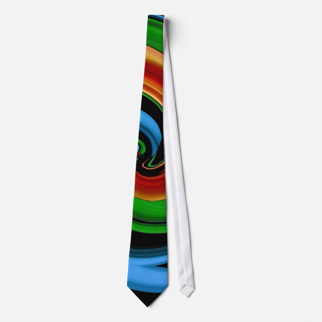 Abstract Colorful Rainbow Swirl Tie (Front)