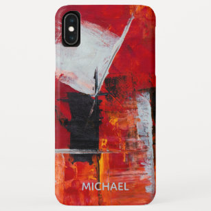 Abstract Colorful Red Modern Art Personalized Name iPhone XS Max Case
