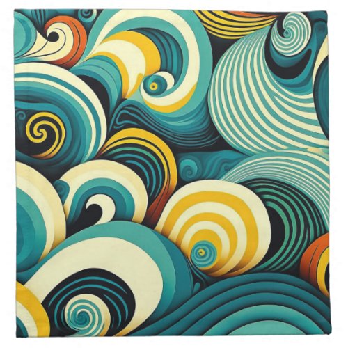 Abstract Colorful Retro 70s Hippie Waves Artwork  Cloth Napkin