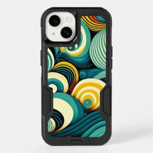 Abstract Colorful Retro 70s Hippie Waves Artwork OtterBox iPhone 14 Case