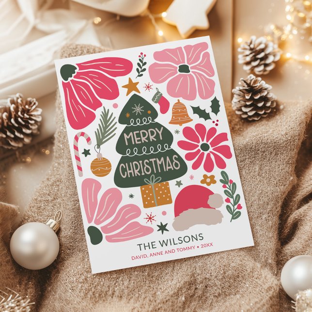 Abstract Colorful Retro Floral Christmas Card (Creator Uploaded)