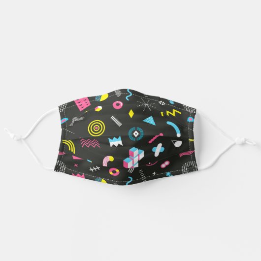 Abstract Colorful Retro Geometric Shapes Adult Cloth Face Mask (Front, Unfolded)