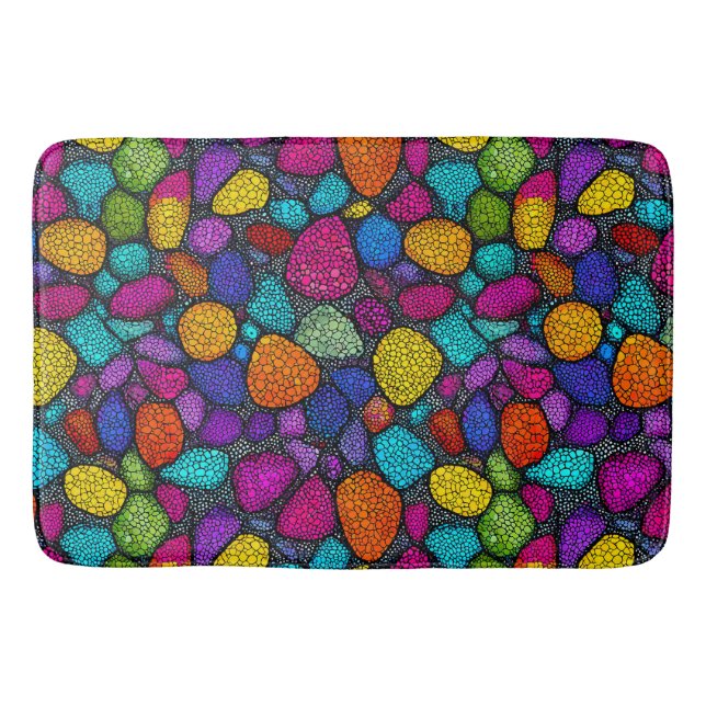 Abstract colorful rocks bath mat (Front)