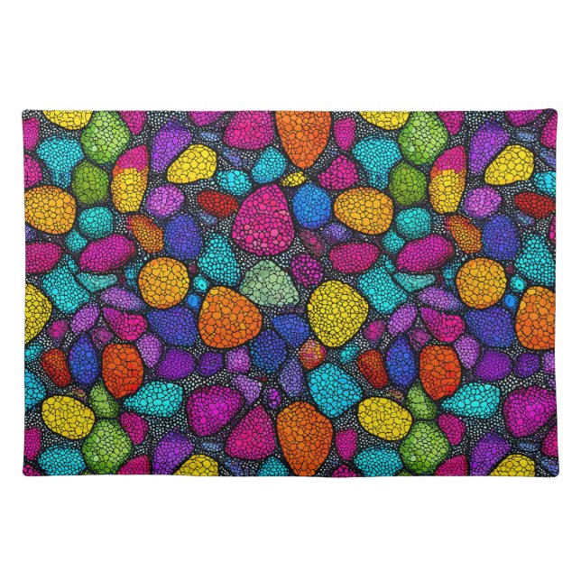 Abstract colorful rocks cloth placemat (Front)