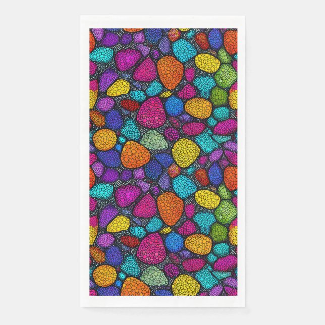 Abstract colorful rocks paper guest towels (Front)