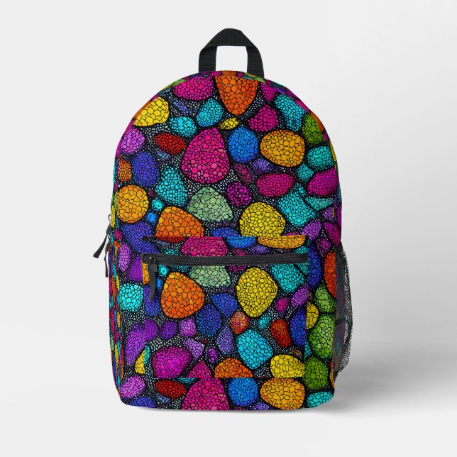 Abstract colorful rocks printed backpack (Front)