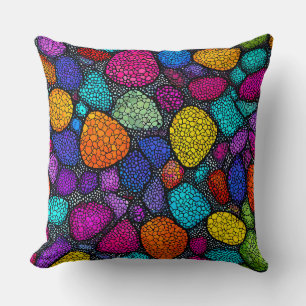Abstract colorful rocks throw pillow