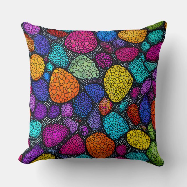 Abstract colorful rocks throw pillow (Front)