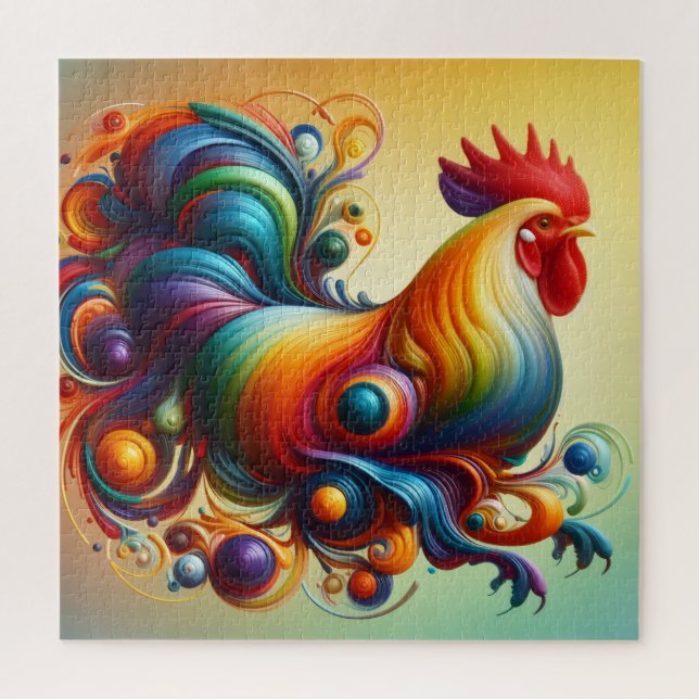 Abstract Colorful Rooster Jigsaw Puzzle (Vertical)