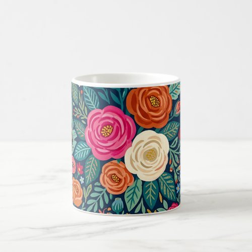 Abstract Colorful Roses Butterflies Coffee Mug