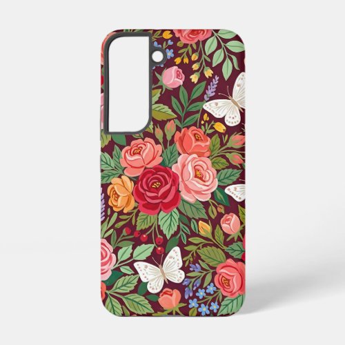 Abstract Colorful Roses Butterflies Samsung Cases
