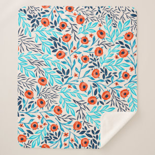 Abstract Colorful Roses: Vintage Floral Sherpa Blanket