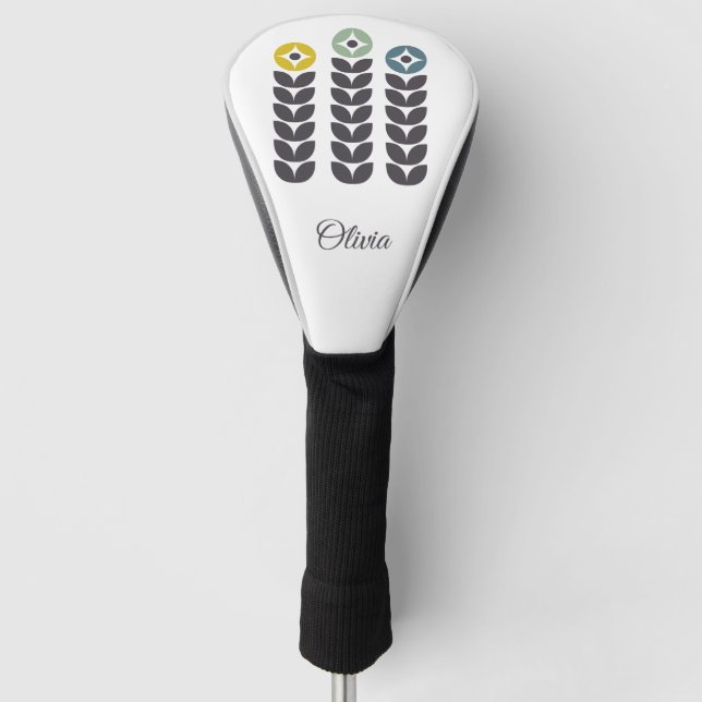 Abstract colorful Scandinavian flowers Golf Head Cover (Front)