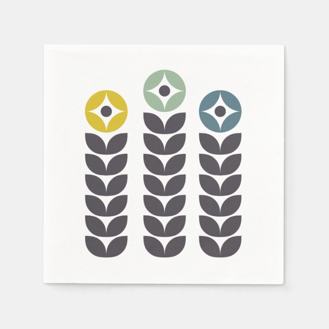 Abstract colorful Scandinavian flowers Napkins (Front)