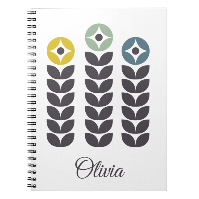 Abstract colorful Scandinavian flowers Notebook (Front)
