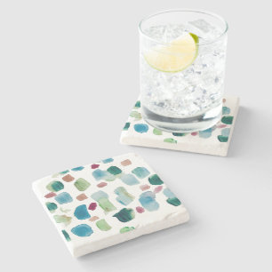 Abstract Colorful Seaglass Watercolor Ceramic Stone Coaster