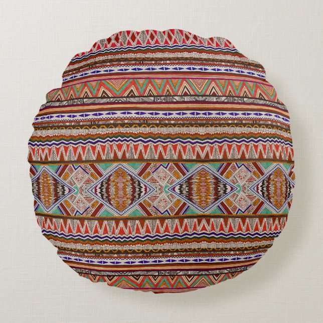 Abstract Colorful: Seamless Pattern Background. Round Pillow (Front)