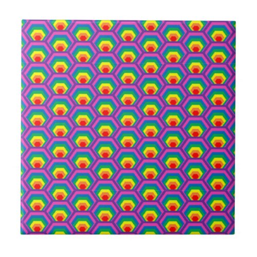 Abstract colorful shapes ceramic tile
