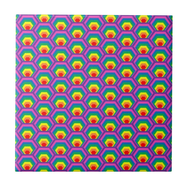 Abstract colorful shapes ceramic tile (Front)