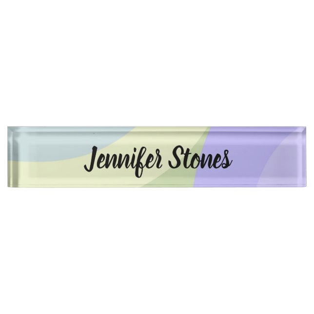 Abstract colorful shapes desk name plate (Front)