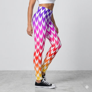 Abstract Colorful Shapes White Leggings
