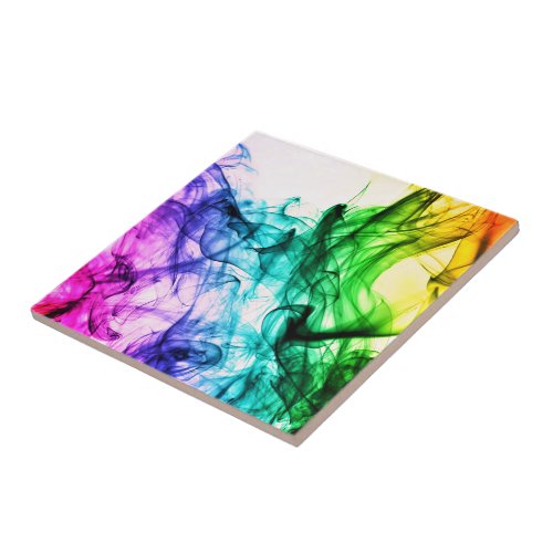 Abstract Colorful Smoke _ Fantasy Waves _ Art Ceramic Tile