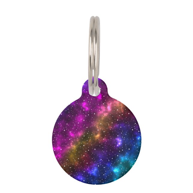 Abstract Colorful Space Cosmos And Custom Pet Info ID Tag (Front)