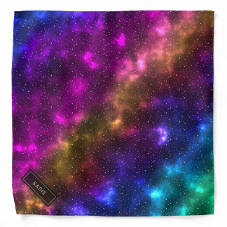 Abstract Colorful Space Cosmos With Custom Name Bandana