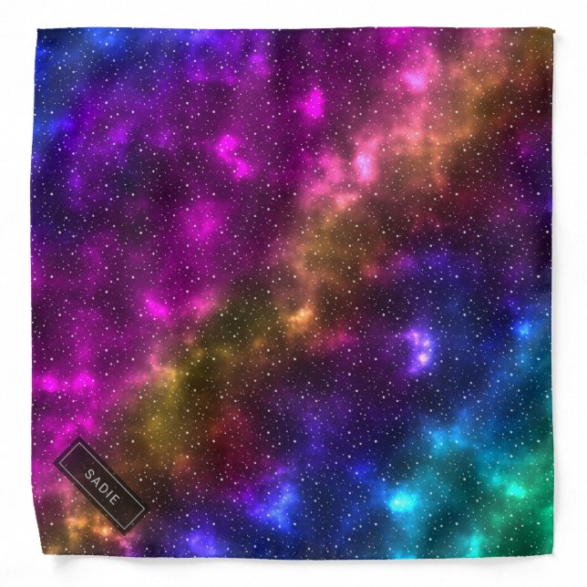 Abstract Colorful Space Cosmos With Custom Name Bandana (Front)