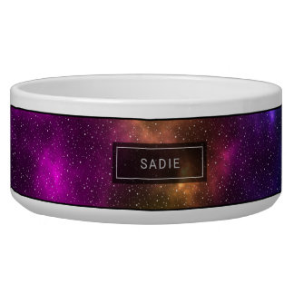Abstract Colorful Space Cosmos With Custom Name Bowl