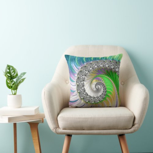 Abstract Colorful Spiral Fractal Throw Pillow