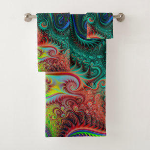 Abstract Colorful Spiral Pattern Bath Towel Set