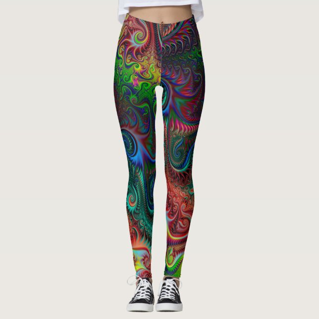 Abstract Colorful Spiral Pattern  Leggings (Front)