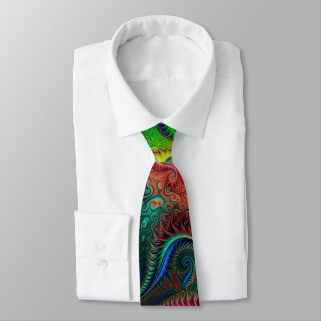 Abstract Colorful Spiral Pattern Neck Tie (Tied)