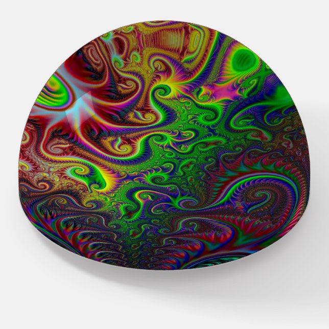 Abstract Colorful Spiral Pattern Paperweight (Angled)