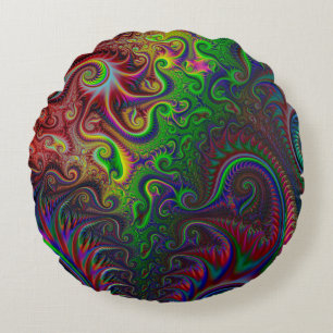 Abstract Colorful Spiral Pattern Round Pillow