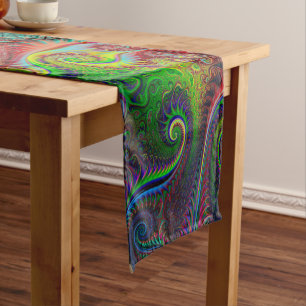 Abstract Colorful Spiral Pattern Short Table Runner