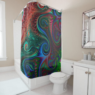 Abstract Colorful Spiral Pattern Shower Curtain