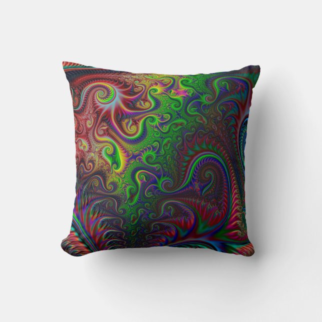 Abstract Colorful Spiral Pattern Throw Pillow (Front)