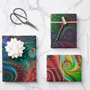 Abstract Colorful Spiral Pattern Wrapping Paper Sheets